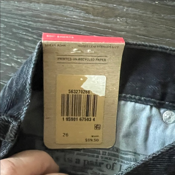 Levi’s black ripped cotton denim 501 shorts size 26 distressed high waist - Picture 7 of 11